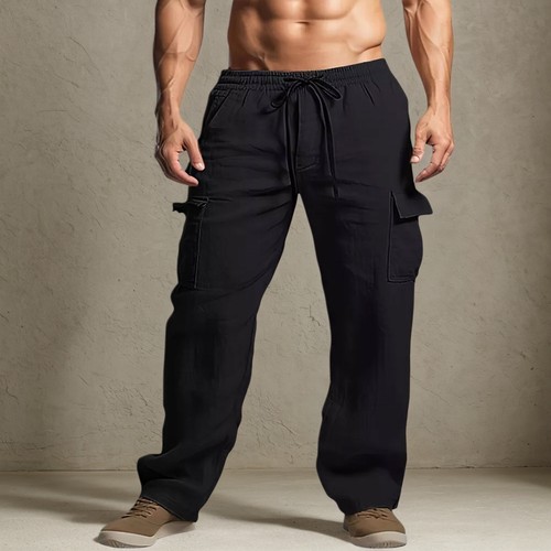 Mens cotton linen cargo - cotton,