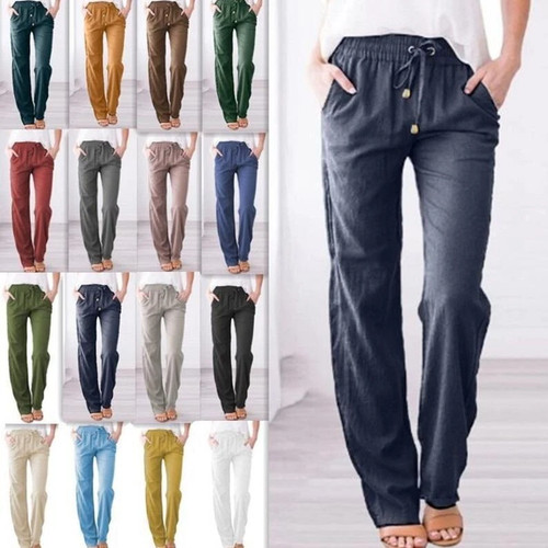 Women cotton linen trousers - linen,