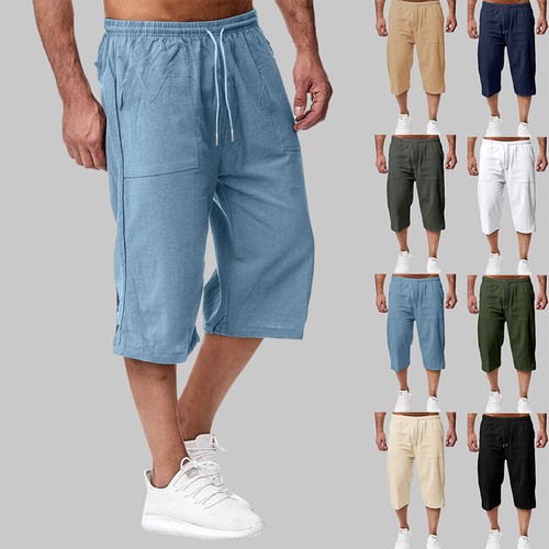 Mens cotton linen shorts - cotton,
