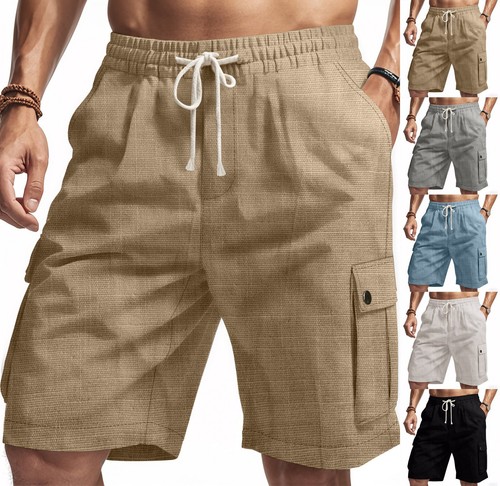 Mens linen cargo shorts - cargo,