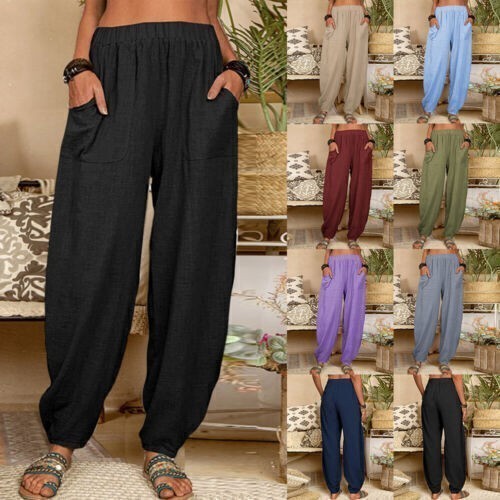 Womens cotton linen harem - womens,