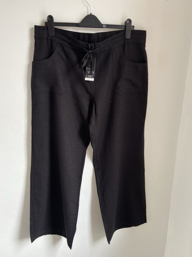 Women solid black linen - black,