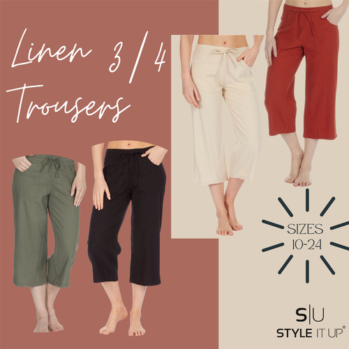 Womens ladies linen 4 - linen, 3/4
