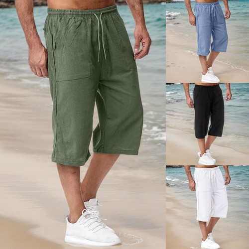 Mens cotton linen cargo - cotton,