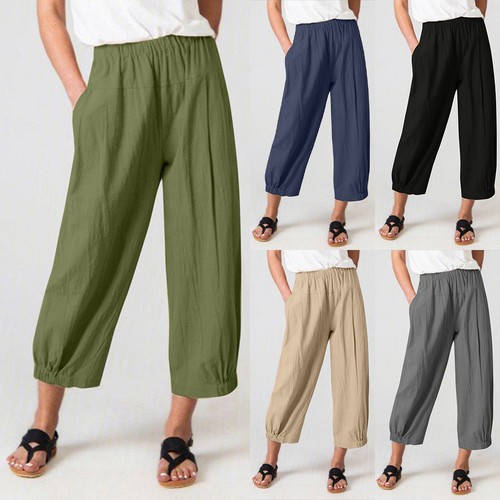 Womens cotton linen cropped - cotton,