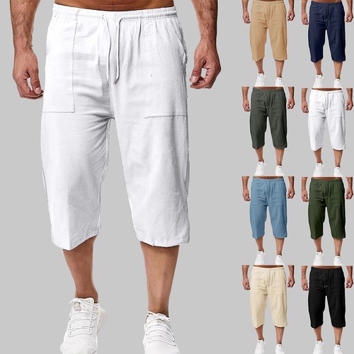 Mens cotton linen - linen, elasticated
